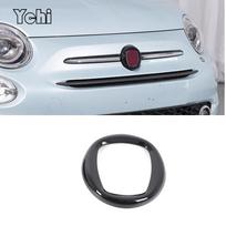 For Fiat 500 2016-2026 For Abarth 595 695 2017-2026 ABS Glossy Black Logo Decoration Ring Front And Rear Logo Cover Car Stickers