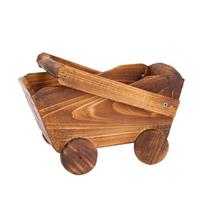 1pcs Wooden Cart Flowerpot Succulents Ornament Creative Garden Home Bedroom Shop Window Plants Wheelbarrow Planter Decor Pot brown