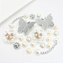 20 Pieces Shoe Charms Set for Clogs Accessories Including Butterfly Flower Pearl and Rhinestone Decorations for Customizing Footwear One Size