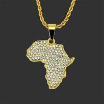 Hip Hop Fashion Africa Map Pendant Necklace 60CM(Necklace Long)