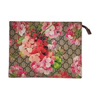 [Pre-Owned] GG Blooms Logo Canvas And Leather Clutch Bag Large - Excellent #1I66GO2 ONE SIZE