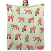 Maned Wolves Throw Blanket Luxurious Soft Fuzzy Blanket for Sofa Bed Size: 75*100cm, Weight: 230 GSM