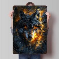 Animal Majestic Wolf Printed Posters Customizable Wall Art Retro Vintage Metal Tin Signs for Home Room Garage Decoration Gaming 20X30CM black