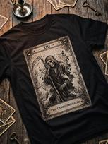 The Overstimulated Tarot Card Tee | Grim Reaper Illustration, Vintage Occult Design 3XL