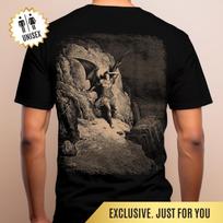 Gustave Doré T-Shirt Paradise Lost John Milton Engraving Shirt Lucifer Fallen Angel Biblical Famous Painting Art Shirt Gift for Art Lovers XL