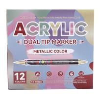 12 Color Double End Metallic Acrylic Paint Marker for Coloring