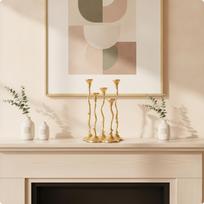 Candlestick Holder with 5 Cups Abstract Sculptural Wavy Decor for Centerpiece,