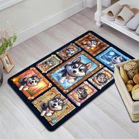 Husky Adventures Frames Pattern Rug Floor Mat for Living Room or Bedroom Soft and Comfortable Carpet a Gift for Birthday and Holiday. 40x60cm( 15x23in ) įvairiaspalvis