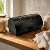 Stainless Steel Bread Box Sliding Top of Rounded Rectangular
