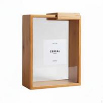 Sliding Lid Food Storage Box Bamboo MultiUse Dispenser for Countertop