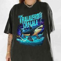 Tralalero Tralala Funny Shark Meme T-shirt Brain Rot Tee Stupid Gifts Unhinge S