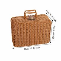 Handwoven Rattan Storage Basket Portable Picnic Basket Durable Woven Picnic Box  Home Storage S ruda