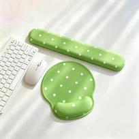 Silicone Polka Dot Mouse Pad Set Memory Foam Wrist Rest Support  Office and Home Use žalia