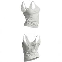 Moterims Angelo Sparnai Nėriniai Atviras Nugaros Camisole Viršus Kaklą Surišamas Rankovių Neturintis Laisvalaikio Tankinis Viršus XL white