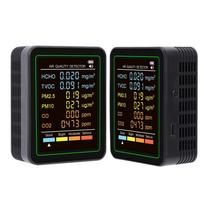 5 in 1 Air Quality Detector CO2 TVOC HCHO Temperature Humidity Tester Real Time Accurate Detection Air Quality Meter Color: Black