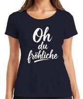 Oh You Merry Christmas Handlettering Calligraphy Advent Ladies TShirt S