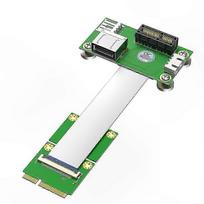 PCI-E 1X Adapter Card with USB and Aluminum Foil Shielded FPC Cable for Mini PCIE Conversion