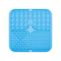 Pet Licking Pad Silicone Slow Food Plate Dog Cat Suction Dish for Training Treats in Bathtub Kitchen mėlyna
