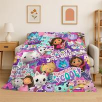 Cute Gabbys Dollhouse Cartoon Girl Soft Flannel Throw Blanket,Warm Cozy Blanket for Bed,Couch,Sofa,Bedroom,Living Room,Picnic 75x90cm