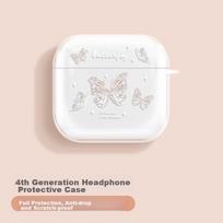 Yingkaida AirPods 4 Protective Case [Pink Butterfly] Apple Wireless Bluetooth Earphone Case Shockproof Creative Non-Slip Cover Storage Box