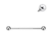 G23 Titanium Body Piercing Jewelry 14G Industrial Barbell Rings Sexy long Ear Tragus Helix Conch Piercing Jewelry Set CZ Stones 1.6x38x5x5mm