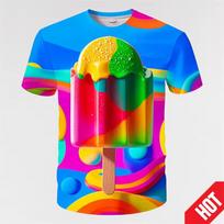Sell Hot Summer 3d Ice Cream Printed T Shirt High Quality Cool Fashion Graphic T-shirts for Men Kid Funny Tops Tees 80s Clothes 110cm