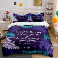 Bible Verse Bedding Set with Leaf Design Bedding set (1 duvet cover, 2 pillowcases, duvet not included) 135x200cm