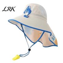 Toddler UV Shield Hat Kids Summer Sun for Boys Girls, Breathable Mesh Wide Brim Cap with Neck Flap, Adjustable Strap & Whistle, Protection Beach mėlyna