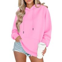Women's Fashion Oversized Drop-Shoulder Long-Sleeved Sweatshirt -Colour Hooded Sweatshirt XXL rožinė