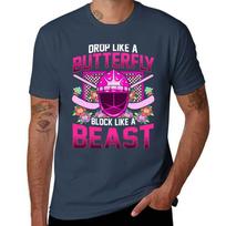 Ice Hockey Goalie Drop Like A Butterfly Block Like A Beast Girl TShirt Stylish Print Short Sleeve Tee S
