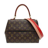 [Pre-Owned] Cluny Brown Coated Canvas Monogram Crossbody Bag Tote Bag Shoulder Bag Gold Hardware Detachable Strap - Very Good #1EZ4MJA ONE SIZE