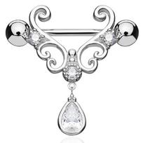 14G Stainless Steel Crystal Rhinestone Drop Barbell Nipple Ring Piercing Jewelry sidabras