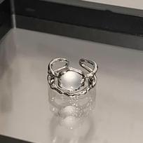 Vintage Irregular Open Rings Opal Crystal Finger Rings For Women Girls Sweet Y2K Aesthetic Jewelry Gift A2