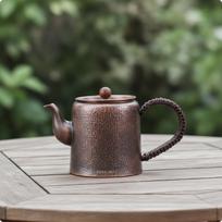 Copper Teapot Handmade Tea Kettle Hammered with Loop Handle for Home Pure