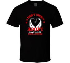 DON'T SHOP ADOPT RESCUE DOG CAT LOVE PETS ANIMALS logo Tee Shirt T-shirt Unisex XXXXL