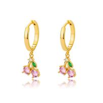 Crystal Fruit Cherry Drop Earrings For Women Stainless Steel Pink Cherry Earring Femme Fairy Fashion Boho Jewerly Gift