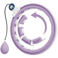 Smart Weighted Hula Hoop, Massage Hula Ring w/ 16 Detachable Knots, 360° Auto-Rotating Ball, Digital Counter, Purple 139 x 4.5 x 1 cm