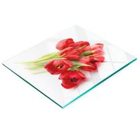 Glass Kitchen Cutting Board with Red Tulips Graphic 60X52 Cm