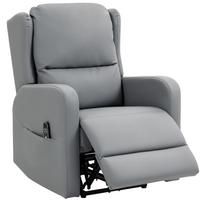 Massage Chair with Recline Function, Faux Leather, Electrically Adjustable, Footrest, Side Pocket, Steel Frame, Grey 89 x 77 x 107 cm pilka