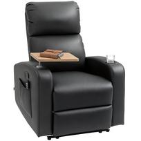 Massage Chair, Recliner, Reclining Chair, 1 Folding Table, 1 Footrest, 77 cm x 93 cm x 105 cm, Black 77 x 93 x 105 cm juoda