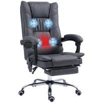 Massage Chair Office Chair with Massage Function, incl. Footrest, Height-Adjustable, 64 cm x 70 cm x 118 cm, Black 64 x 70 x 118 cm tamsiai pilka spalva