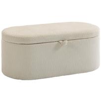 Storage Ottoman, Corduroy Upholstery with Padded Seat, Bench at Foot of Bed, 105 x 51 x 49 cm, Beige 105 x 51 x 49 cm smėlis