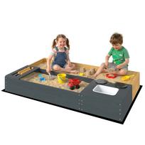 Sandbox 2-Piece 150x90cm Wooden Sandpit with Bench Storage Stove Removable Sink Abacus Beads Yellow 150 x 90 x 19.5 cm geltona