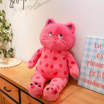 Miela taškuota katės lėlė, miego pagalvė, taškuota lėlė, skudurinė lėlė, pliušinis žaislas 38cm-0.23kg rožinė