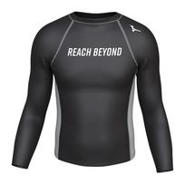 Mizuno Long Sleeve Swimming Sports T-Shirt Quick Dry Breathable Chlorine Resistant Sun Protection Hot Spring Surfing Suit Men Tops Black N2CA2102 L