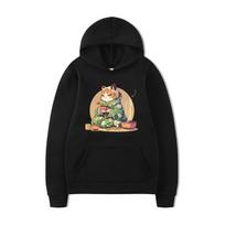 Rudens Katės Sushi Spaudinys Spausdintas Vyriškas Džemperis su Gobtuvu Prekės ženklas Hoody Y2K Drabužiai Vintage Mada Laisvalaikio Unisex Ilgomis Rankovėmis Megztiniai S