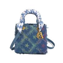 Premium light luxury bag women's new versatile heavy industry embroidery Princess Diana bag handbag shoulder messenger bag mėlyna