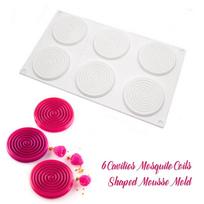 6-Cavity Mosquito Coil Spiral Silicone Mold - Mousse Cake Decoration Chocolate Dessert Baking Tool balta