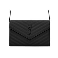 Saint Laurent Ysl Cassandre Black Label Logo Quilted Chain Crossbody Bag Women crossbody bag 377828-BOW08-1000 Basic Set (Bag+Dust Bag)
