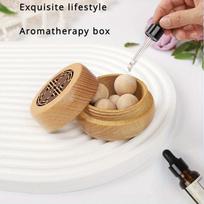 Wooden Essential Oil Diffuser Perfume Box and Wooden Ball Set Home, Car Perfume Decorative Flavor 1Pcs geltona